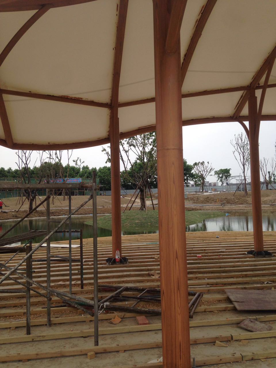 淮南湿地公园凉亭仿木纹项目